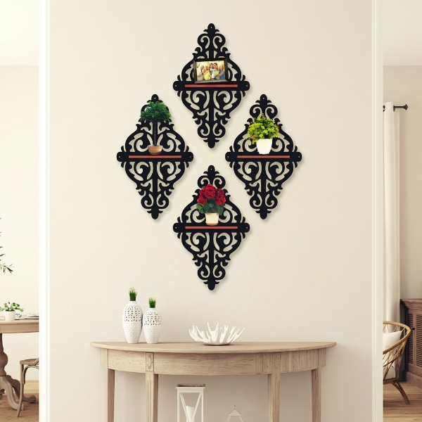 4PCs Wooden Elegant Wall Shelf