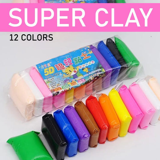 12 Colors Super Clay Art DIY Clay with Modelling Tools - Duvera