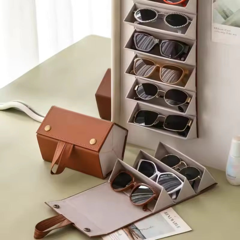 Leather Foldable Glasses Frame Organizer