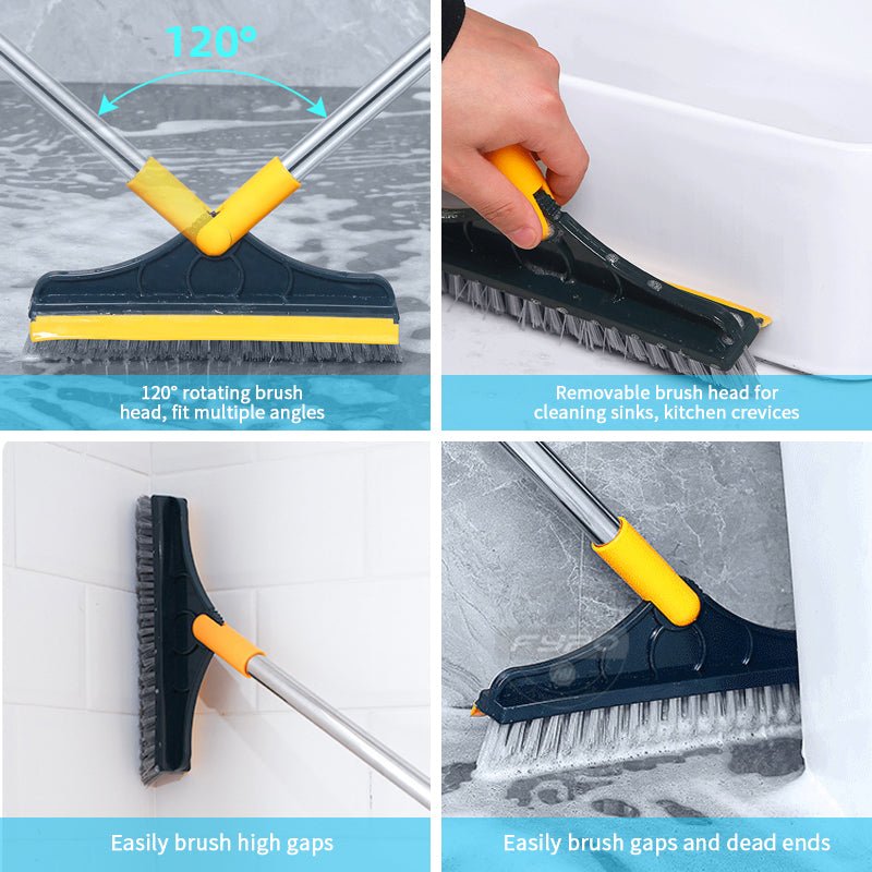 2 In 1 Floor Scrub Cleaning Brush With Removable Long Handle. - Duvera