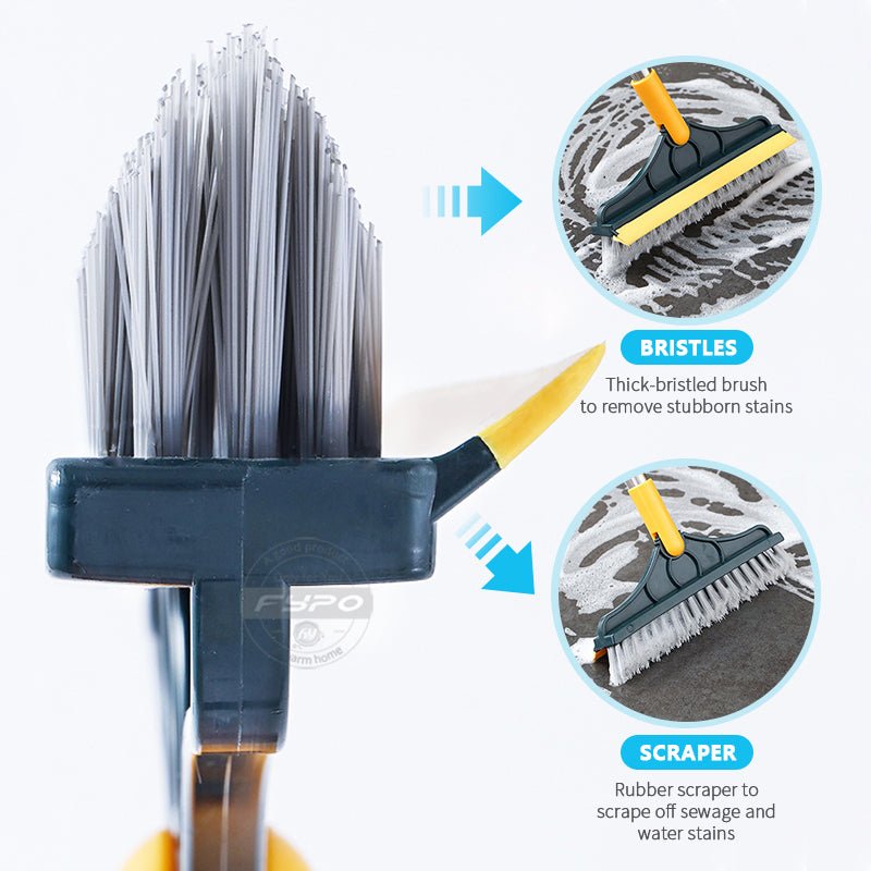 2 In 1 Floor Scrub Cleaning Brush With Removable Long Handle. - Duvera