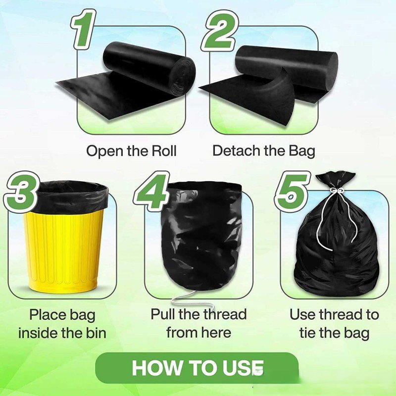 32 Pcs Black Garbage Bag Roll. - Duvera