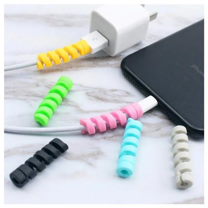 4 Pcs Pack Of Spiral Silicone Cable Protectors. - Duvera
