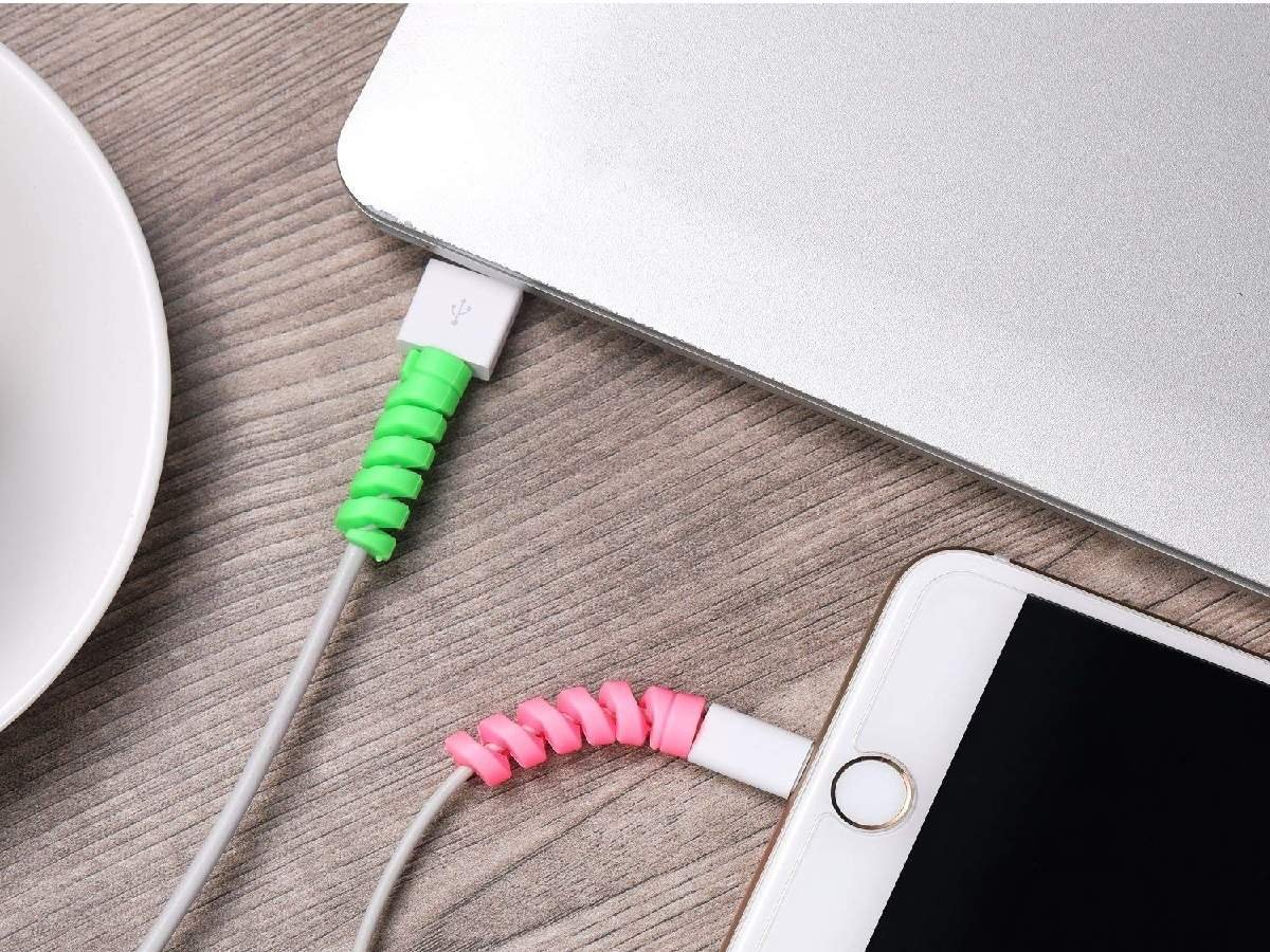 4 Pcs Pack Of Spiral Silicone Cable Protectors. - Duvera