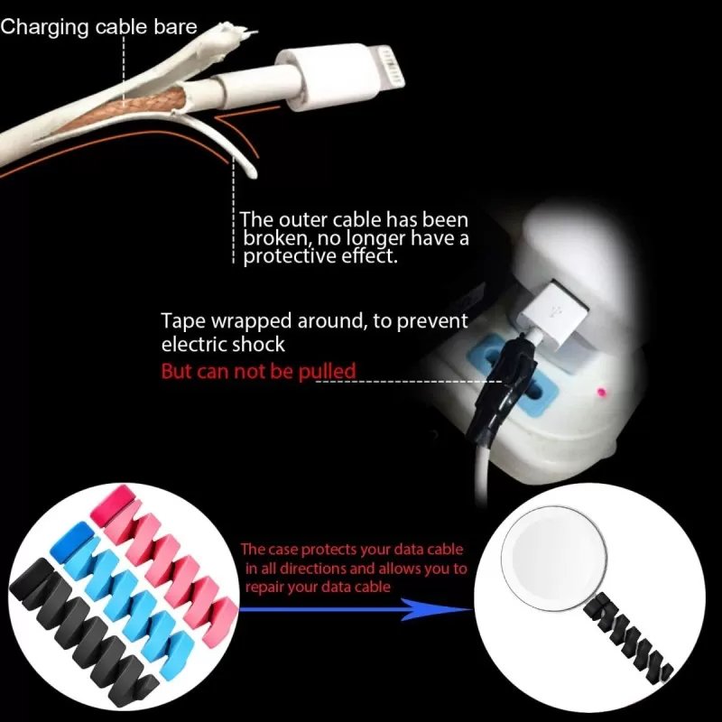 4 Pcs Pack Of Spiral Silicone Cable Protectors. - Duvera