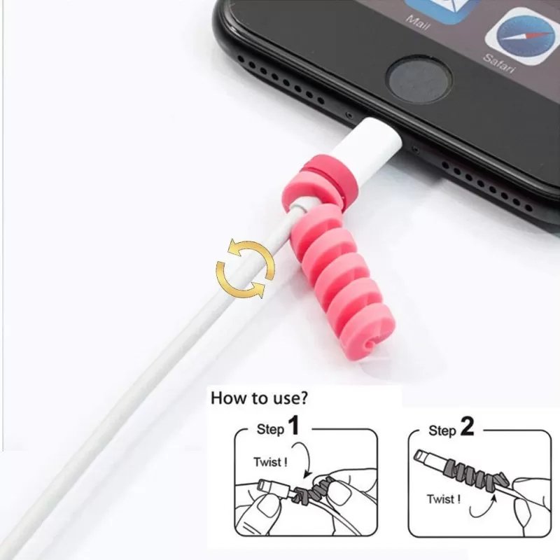 4 Pcs Pack Of Spiral Silicone Cable Protectors. - Duvera
