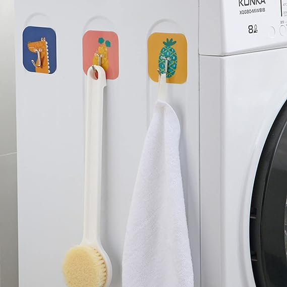Pack Of 5 - Cute Cartoon Design Wall Sticker Hook (Random Design)