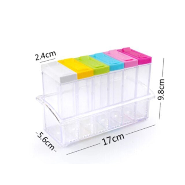 6Pcs Spice Jar Set Home Storage Container with Tray Rack. - Duvera