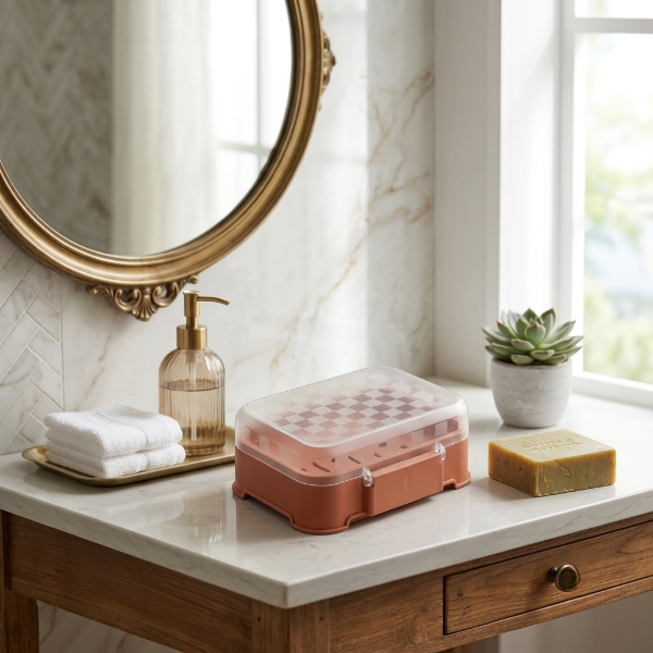 4PCS Self Draining Soap Storage Case