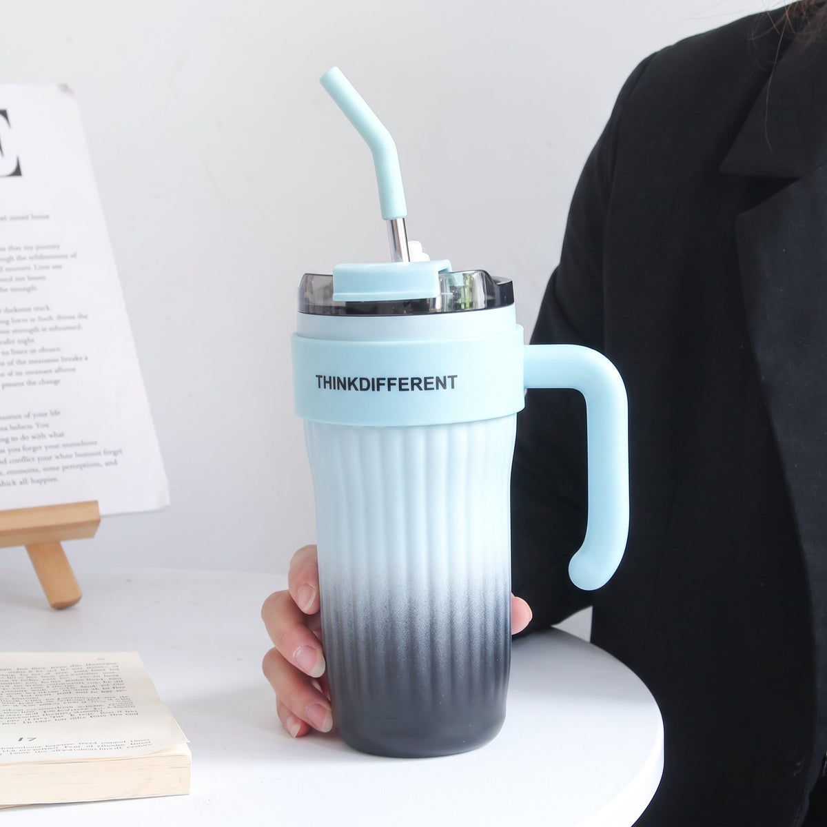 Elegant Stainless Steel Tumbler With Metal Straw