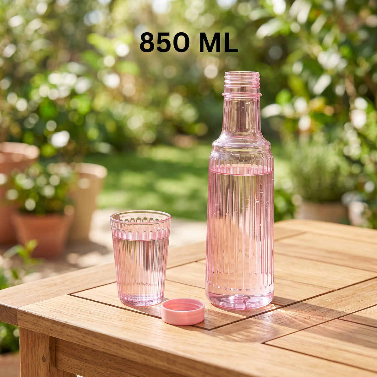Elegant Pastel Bottle With Drinking Glass 850ML