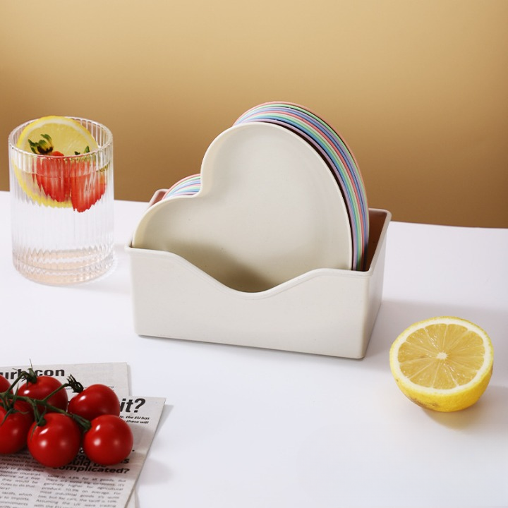 10pcs Multi Color Plate Set With Stand