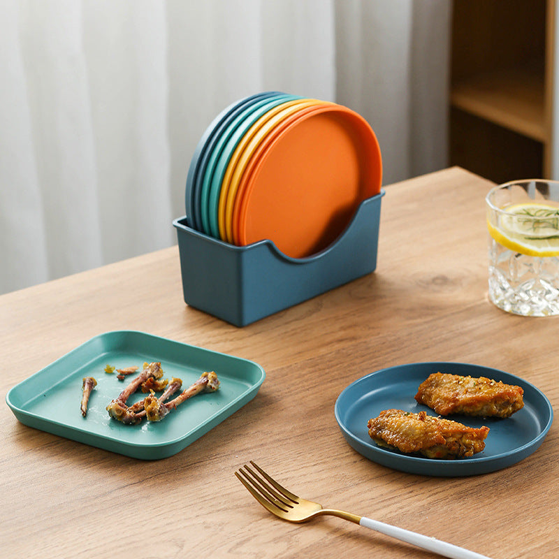 10pcs Multi Color Plate Set With Stand
