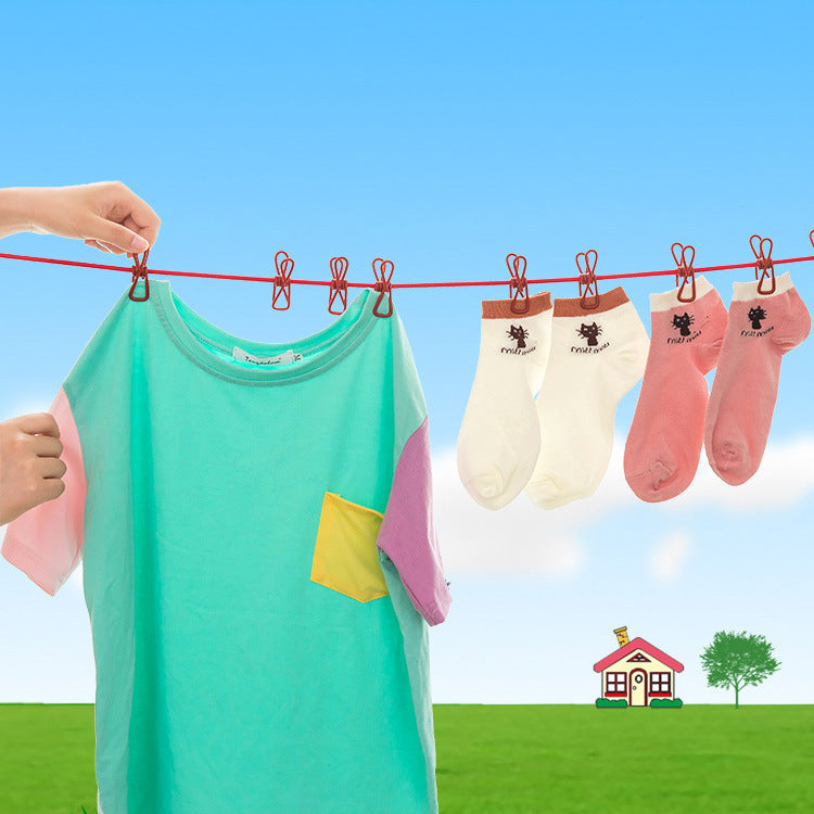 Elastic Clothes Hanging Rope With 12 Clips