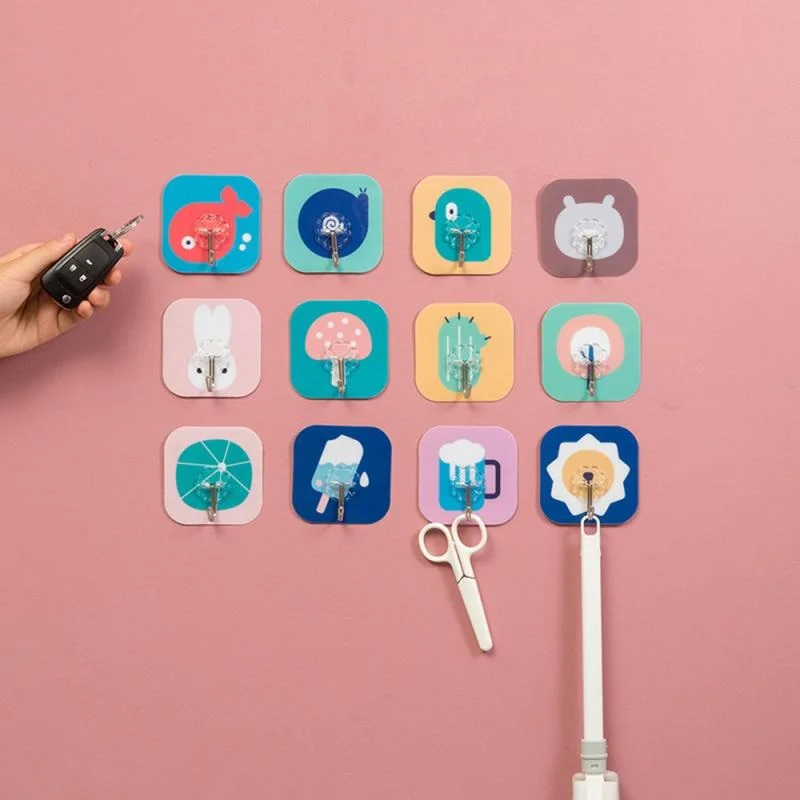 Pack Of 5 - Cute Cartoon Design Wall Sticker Hook (Random Design)