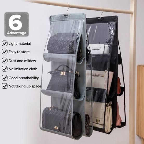 6 Pocket Double Sided Hand Bag / Purse Organizer