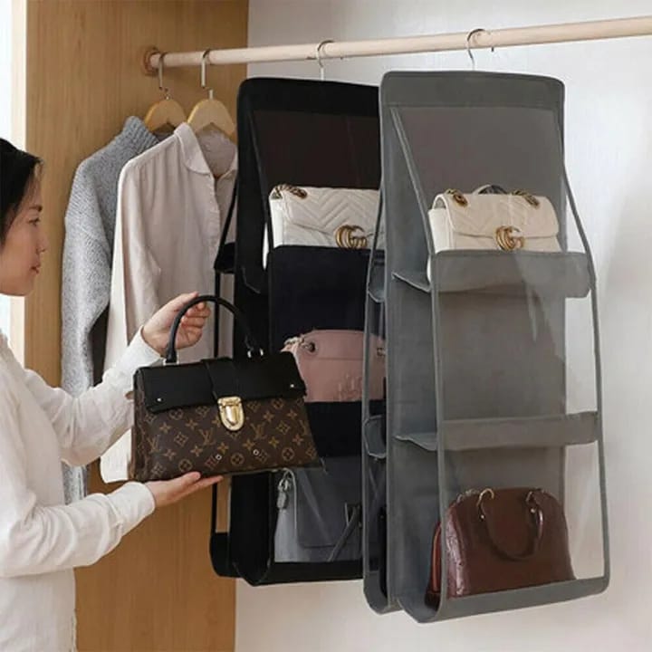 6 Pocket Double Sided Hand Bag / Purse Organizer