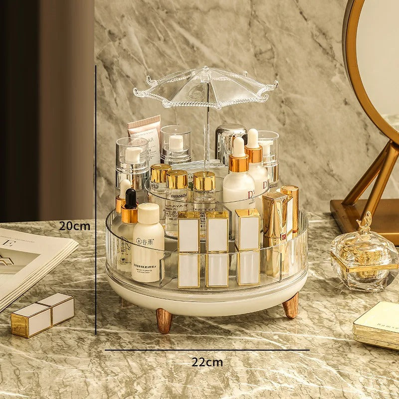 360 Rotating Acrylic Umbrella Cosmetic Organizer