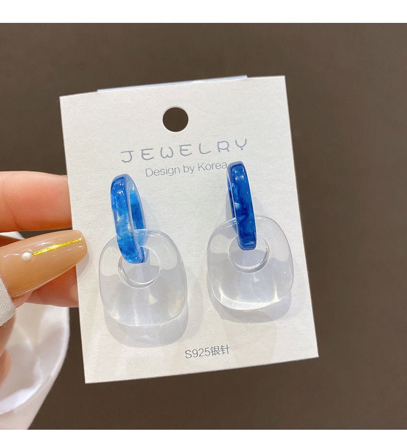 Blue Transparent Acrylic Earrings - Duvera