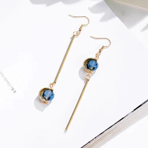 C Shape Blue Pearl Earrings - Duvera