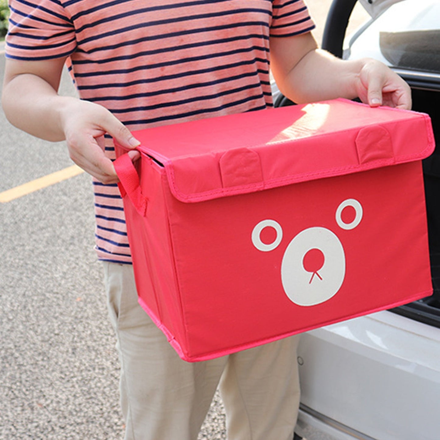 Cartoon Bear Foldable Storage Box For Multipurpose. - Duvera