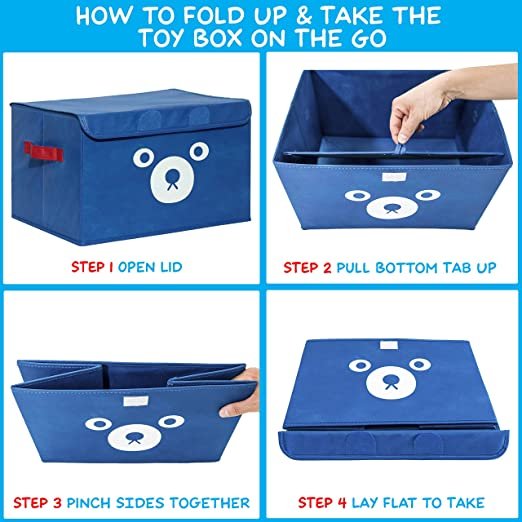 Cartoon Bear Foldable Storage Box For Multipurpose. - Duvera