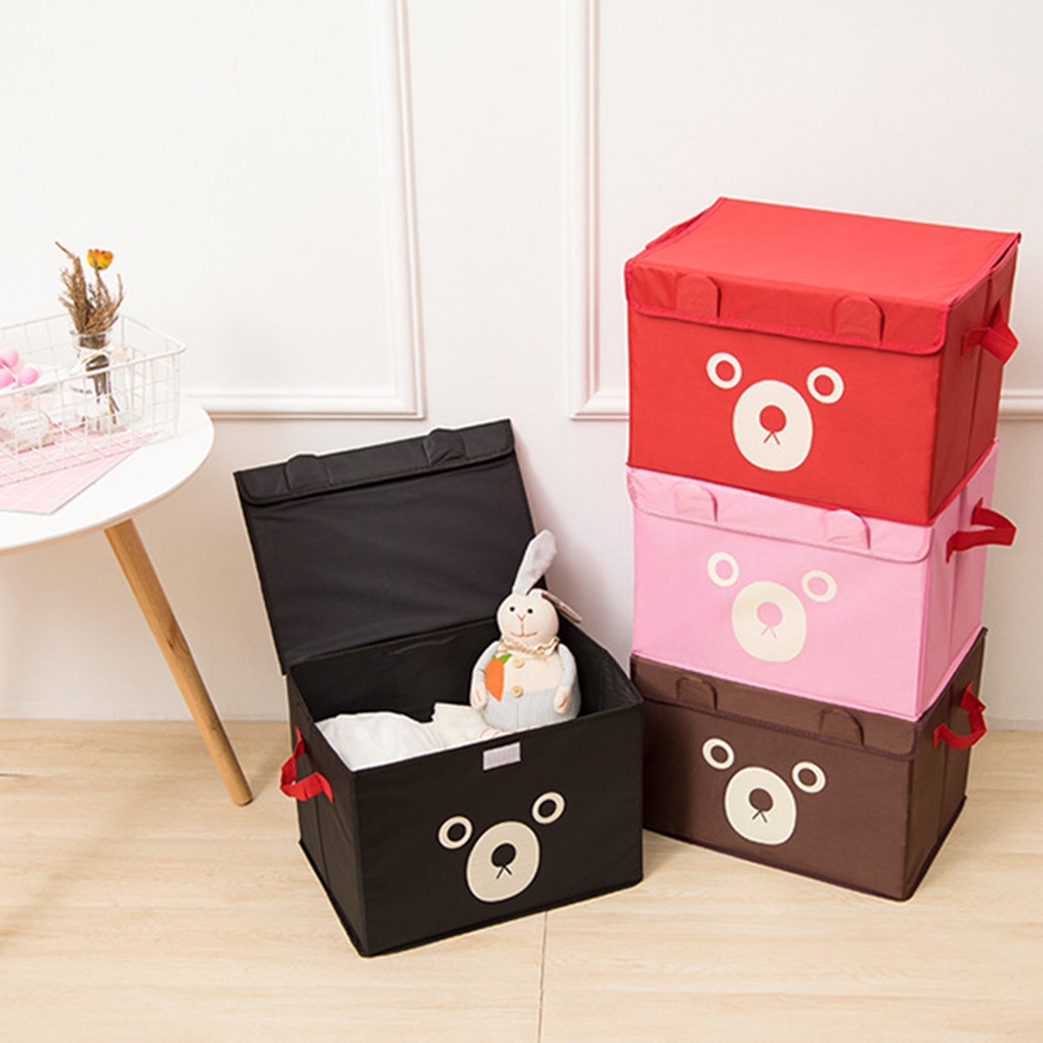 Cartoon Bear Foldable Storage Box For Multipurpose. - Duvera