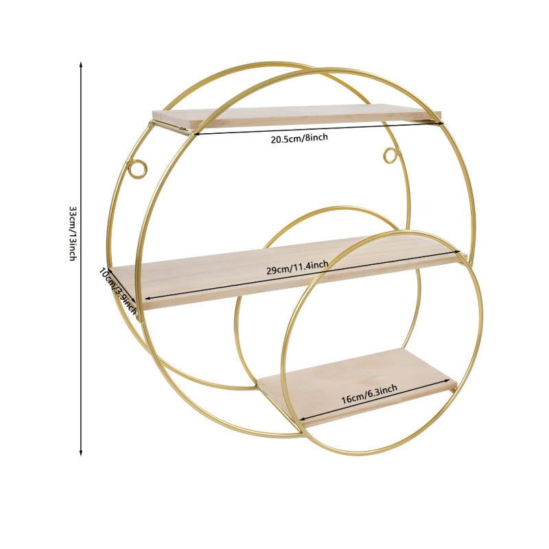 Luxury 3-Tier Metal & Wood Wall Shelves