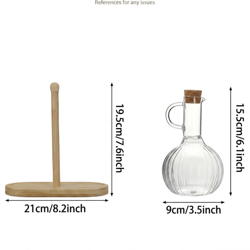 Elegant Glass Oil Dispenser with Wooden Stand