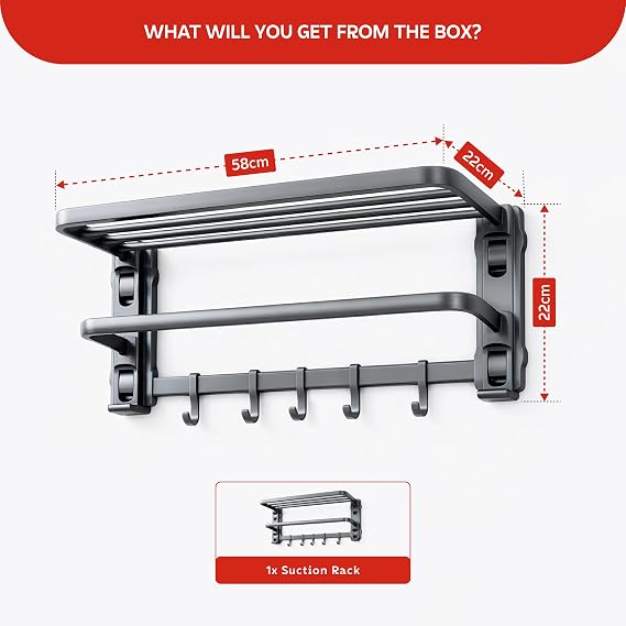 Wall Mounted Iron Towel Rack With Hooks