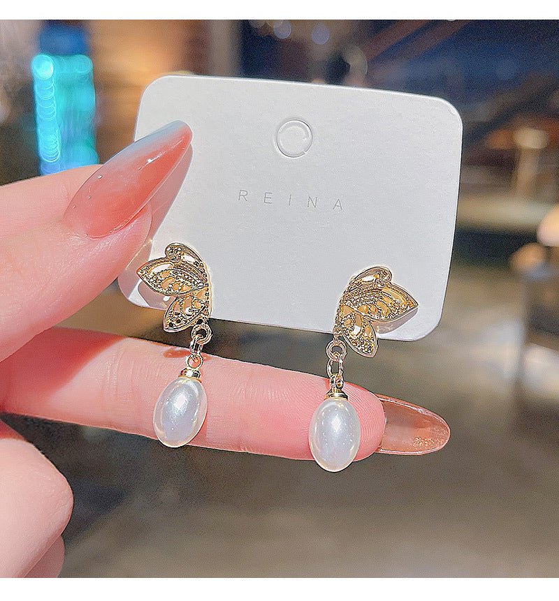 Golden Butterfly Earrings - Duvera