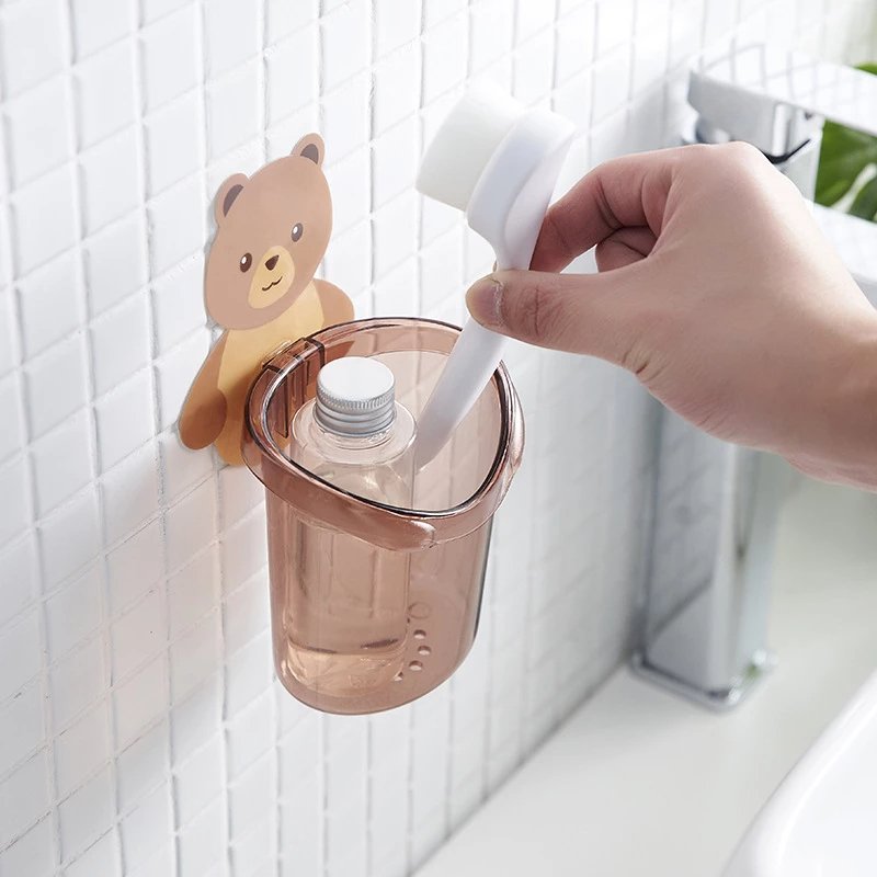 Home Bathroom Accessories Set Toothbrush Holder Toothpaste Storage Rack Wall Mount - Duvera