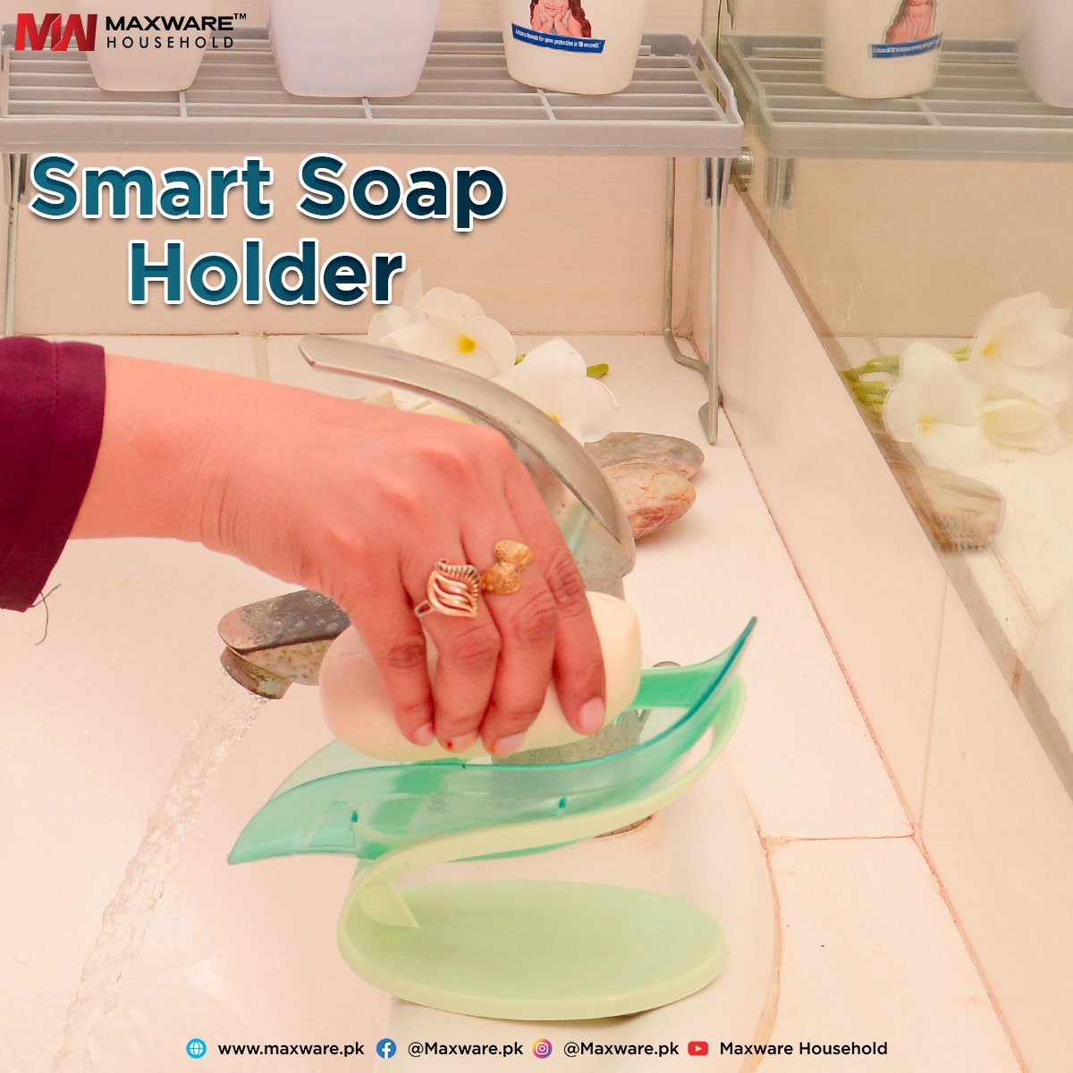 Leaf Style Smart Soap Dish Holder. - Duvera