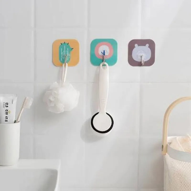 Pack Of 5 - Cute Cartoon Design Wall Sticker Hook (Random Design)