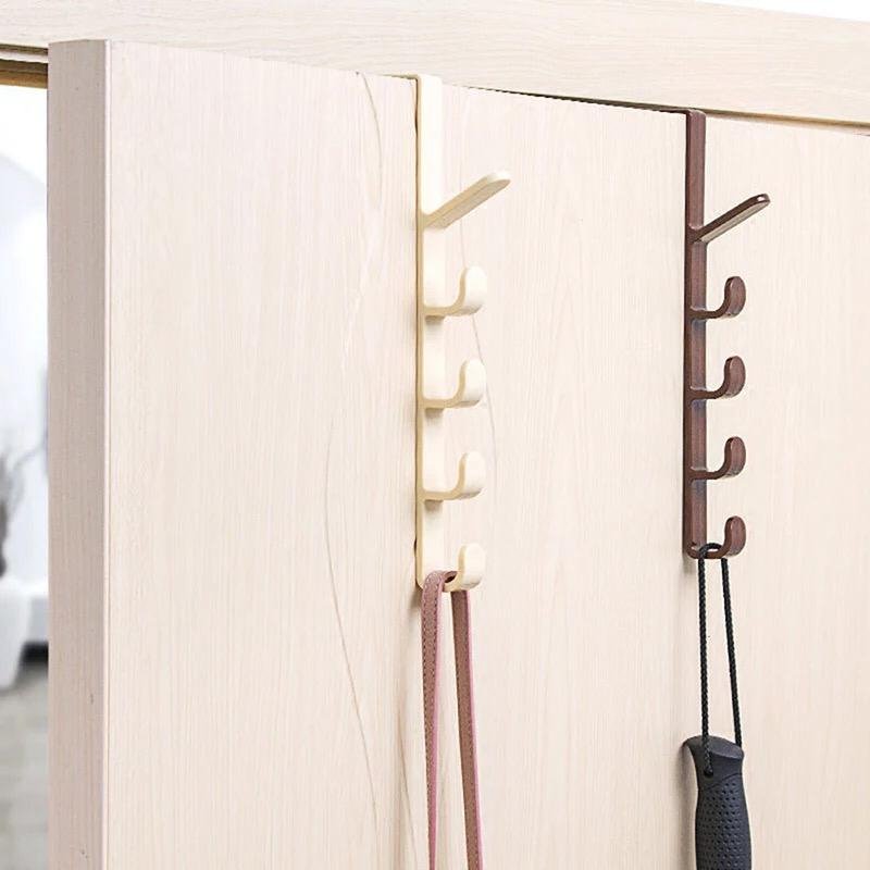 Over The Door Organizer Hanger Rack Coats Caps Clothes Holder with 5 Hooks - Duvera