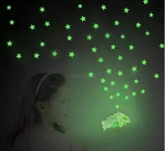 Pack of 100 - 3D Luminous Glowing Stars - Pink Color - Duvera
