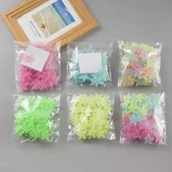 Pack of 100 - 3D Luminous Glowing Stars - Pink Color - Duvera