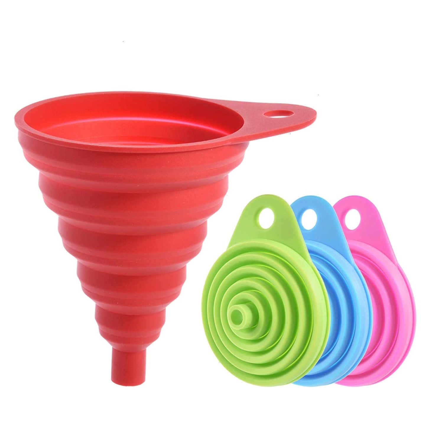 Pack Of 2 - Foldable and Collapsible Silicone Funnel - Duvera