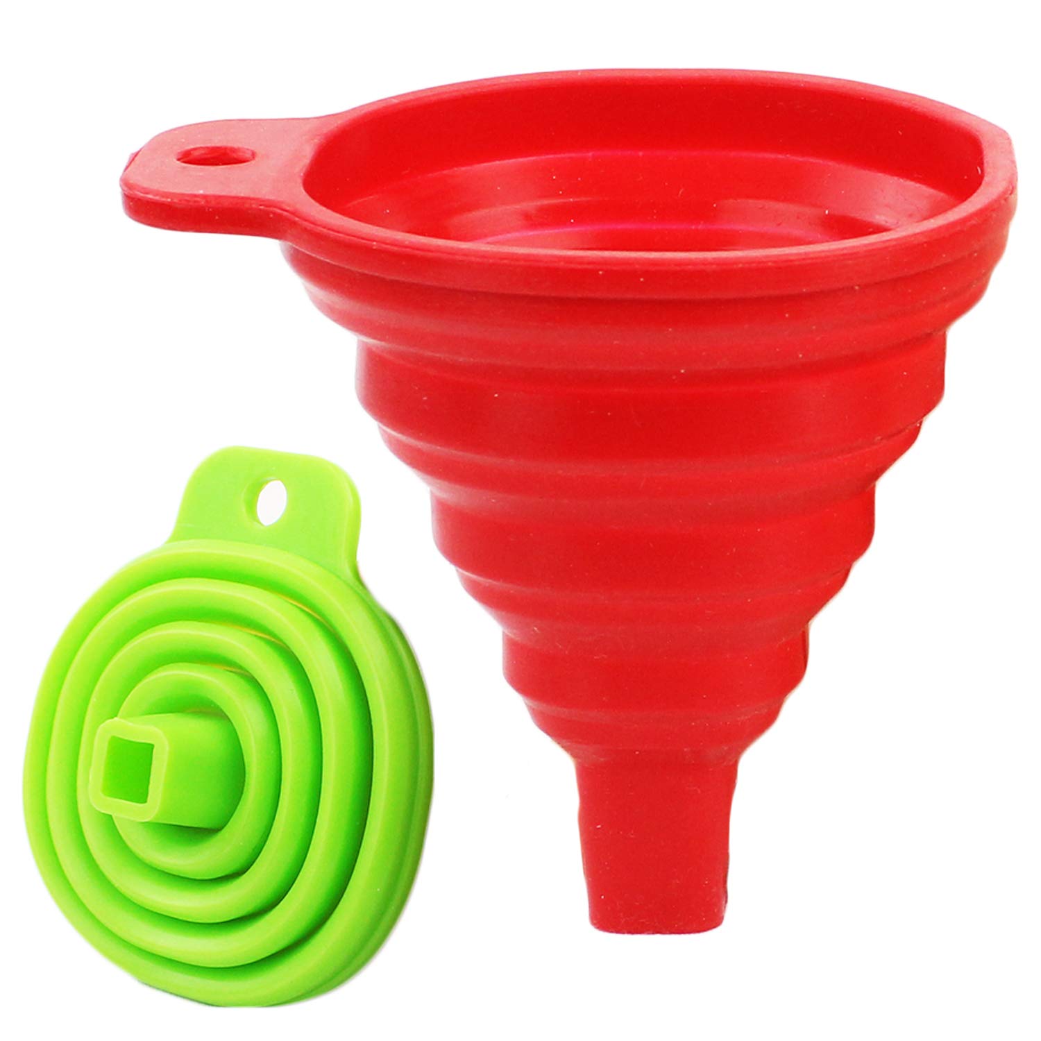 Pack Of 2 - Foldable and Collapsible Silicone Funnel - Duvera