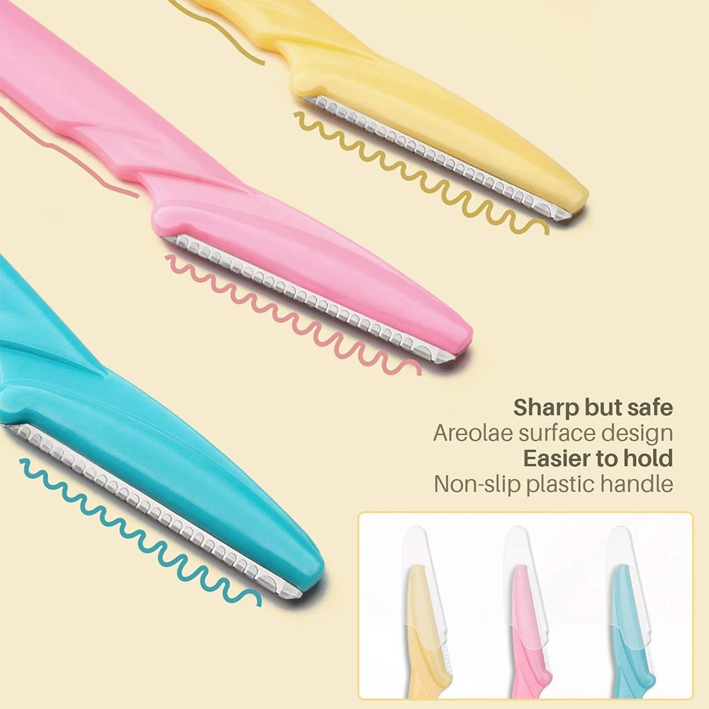 Pack Of 3 Eyebrow Trimmer Safety Razor Face Shaver Blades. - Duvera