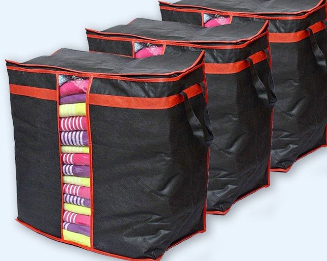 Pack Of 5 - Black Storage Oraganizer Bag. - Duvera