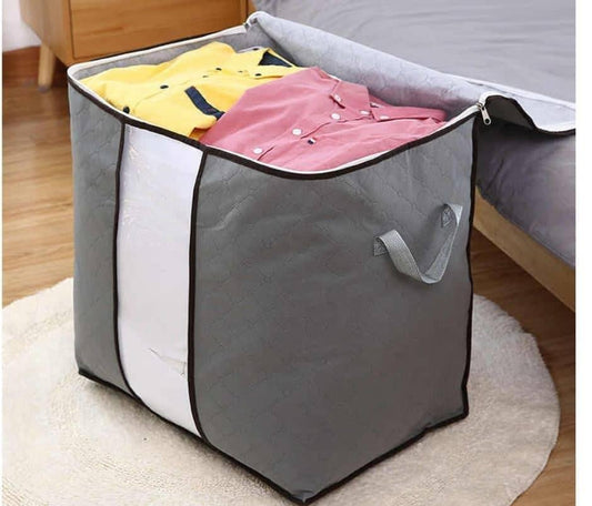 Pack Of 5 - Non Woven Foldable Grey Storage Bag. - Duvera