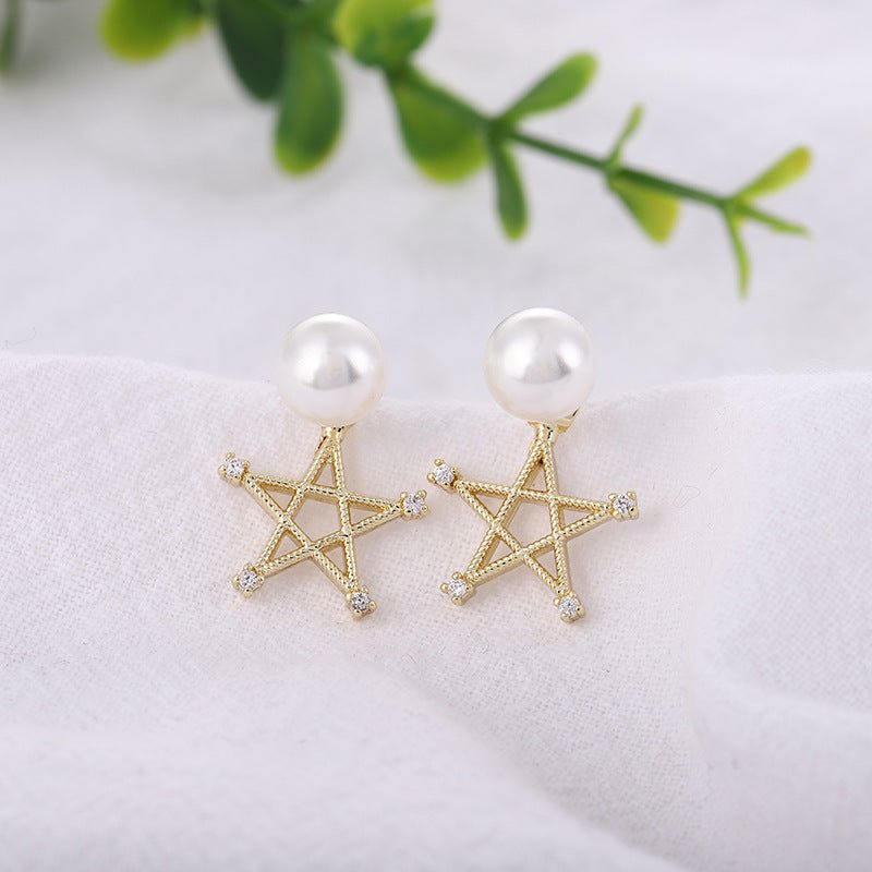 Pearl Star Shape Earrings - Duvera