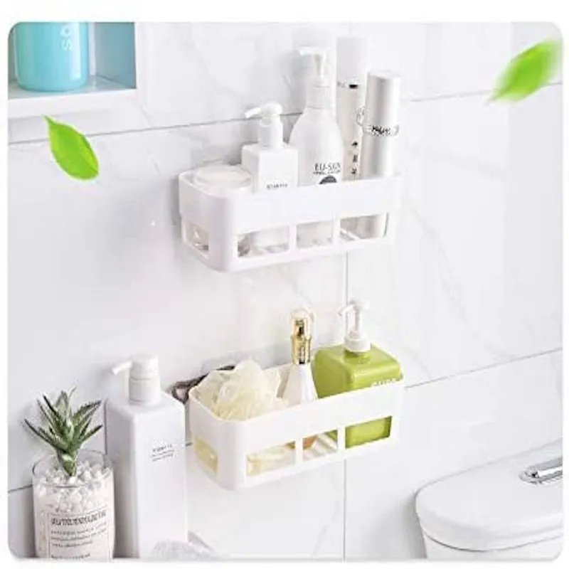 Plastic Storage Rack Self Adhesive Wall Storage Toilet Organizer - Duvera