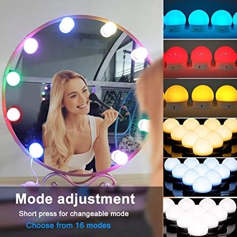 RGB - Colorful LED Mirror Lights Vanity (10 Bulbs). - Duvera