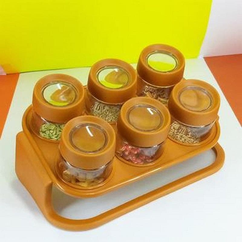 Spice Zone 6 Pieces Masala Rack With Elegant Stand - Duvera
