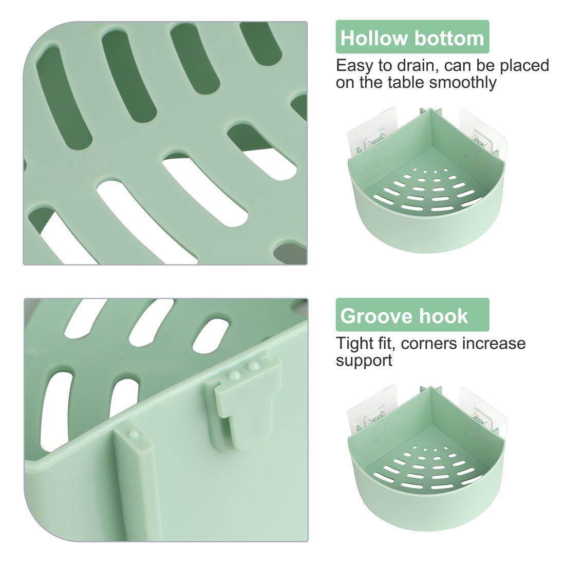 Universal Corner Shelf Storage Rack Wall Mounted Plastic Storage Organizer - Duvera