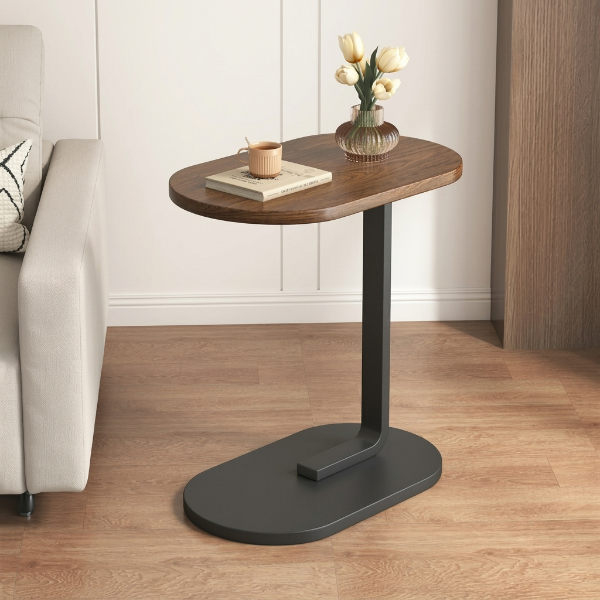 Adjustable Movable Wooden C Shape Side Table