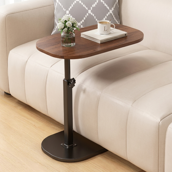 Adjustable Movable Wooden C Shape Side Table