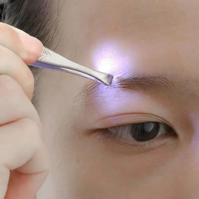 Stainless Steel LED Lighted Eyebrow Tweezer